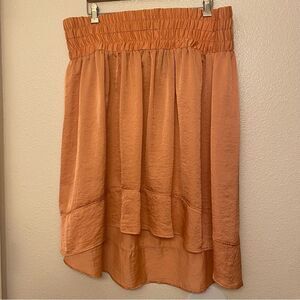 Lane Bryant Hi-Low pull on Coral peach Skirt silky Crinkle lightweight 18-20 New